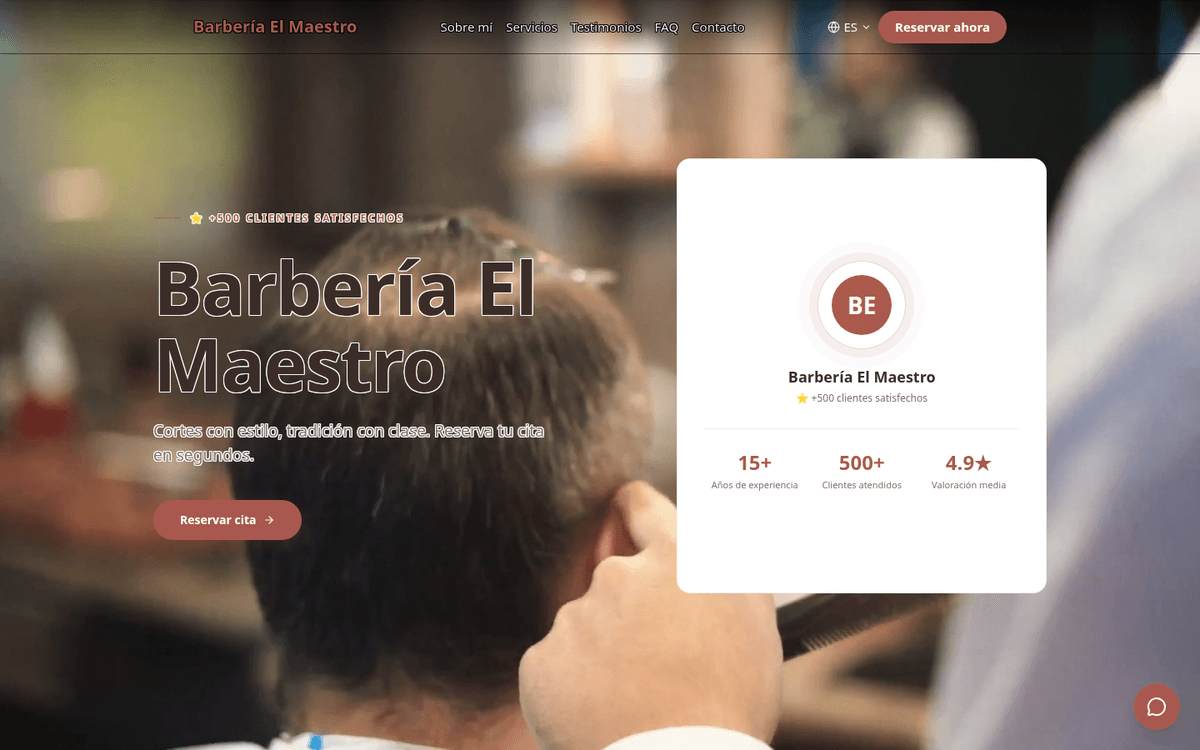 Web de Barbería El Maestro hecha con VerticalDash