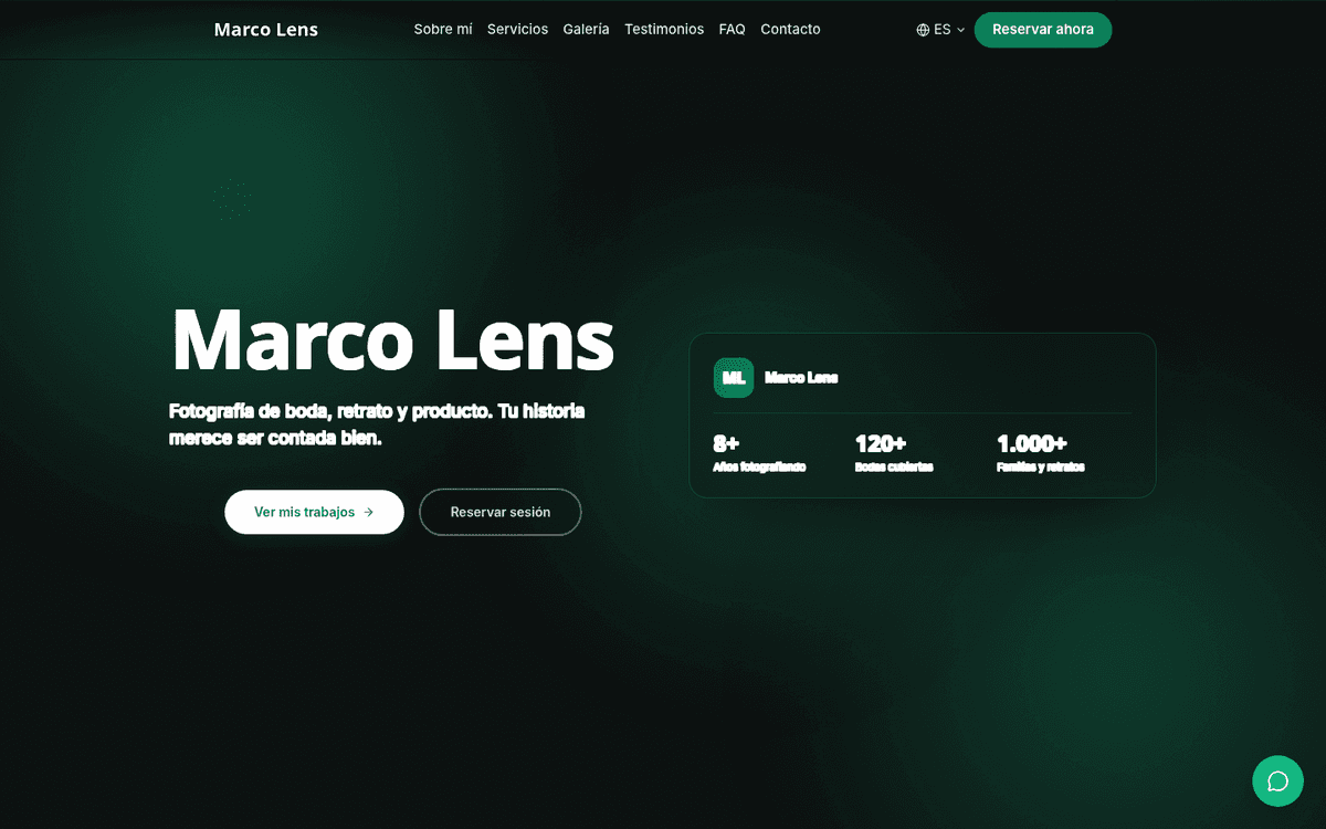 Web de Marco Lens hecha con VerticalDash